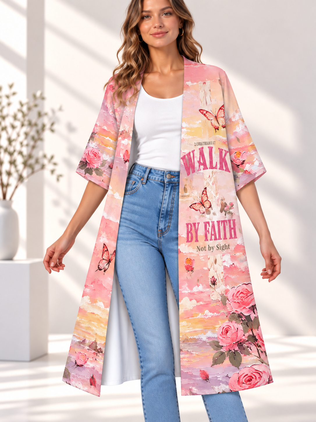 Walk by Faith Rose Butterfly Women's Short-Sleeved Cape