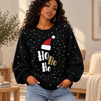 Ho Ho Ho Santa Hat Waffle Sweatshirt