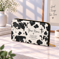 Personalized Black White Cow PU Leather Long Wallet