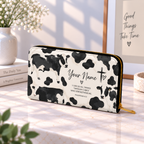 Personalized Black White Cow PU Leather Long Wallet
