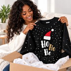 Ho Ho Ho Santa Hat Waffle Sweatshirt
