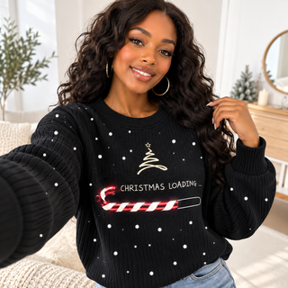 Candy Cane Loading Bar Waffle Sweatshirt