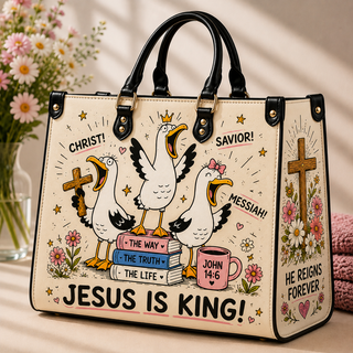 Jesus Is King PU Leather Handbag