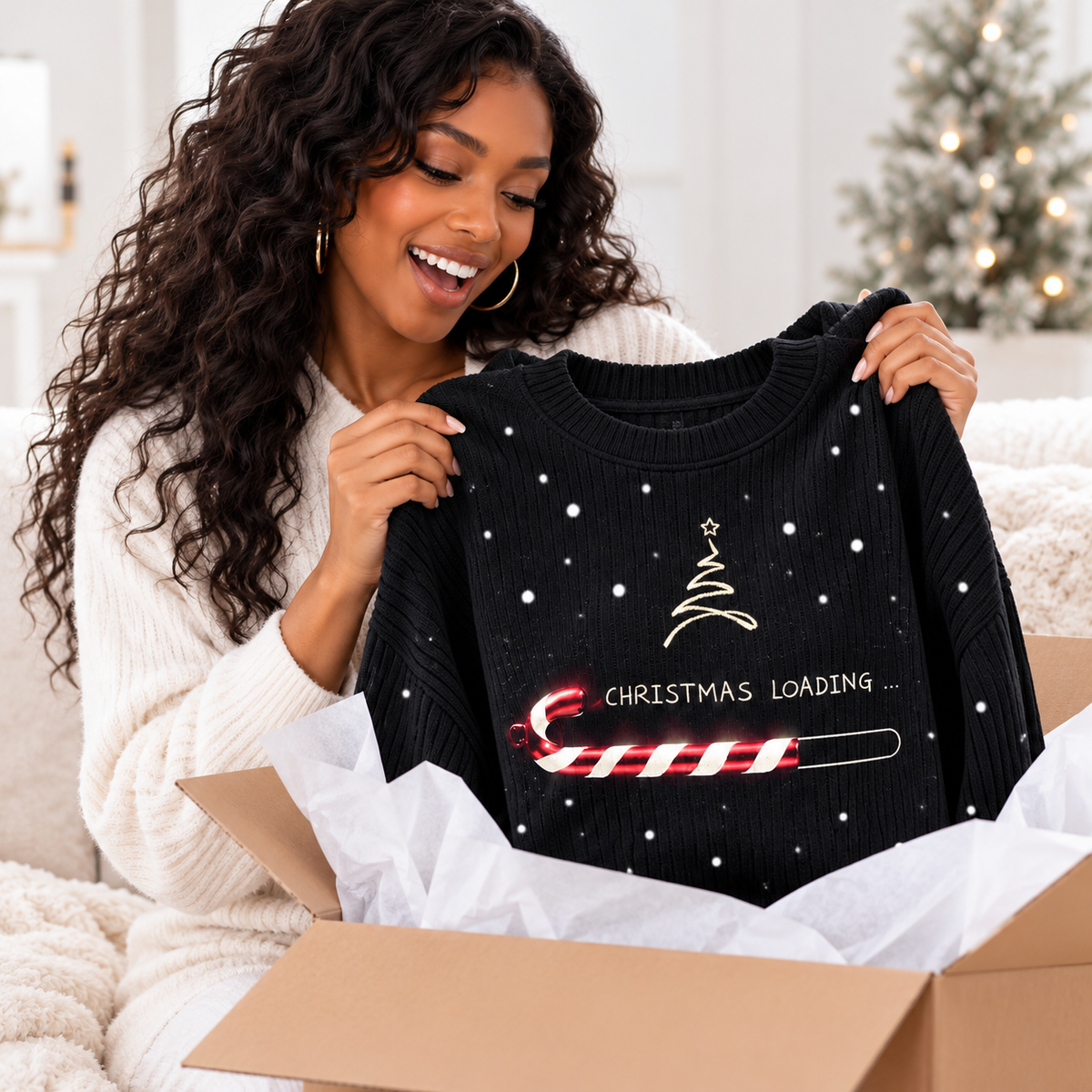 Candy Cane Loading Bar Waffle Sweatshirt