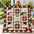 Personalized Snowmen and Patchwork Stars Quilt