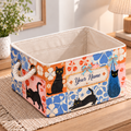 Personalized Colorful Floral Black Cats Storage Basket