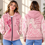 Pink Ribbon Butterfly Zip-up Baseball Jacket