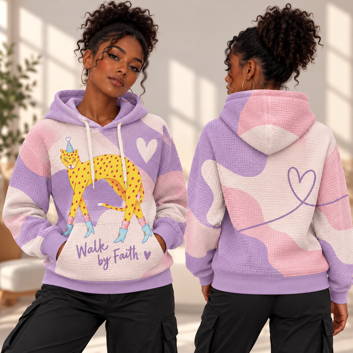 Pastel Leopard Waffle Hoodie