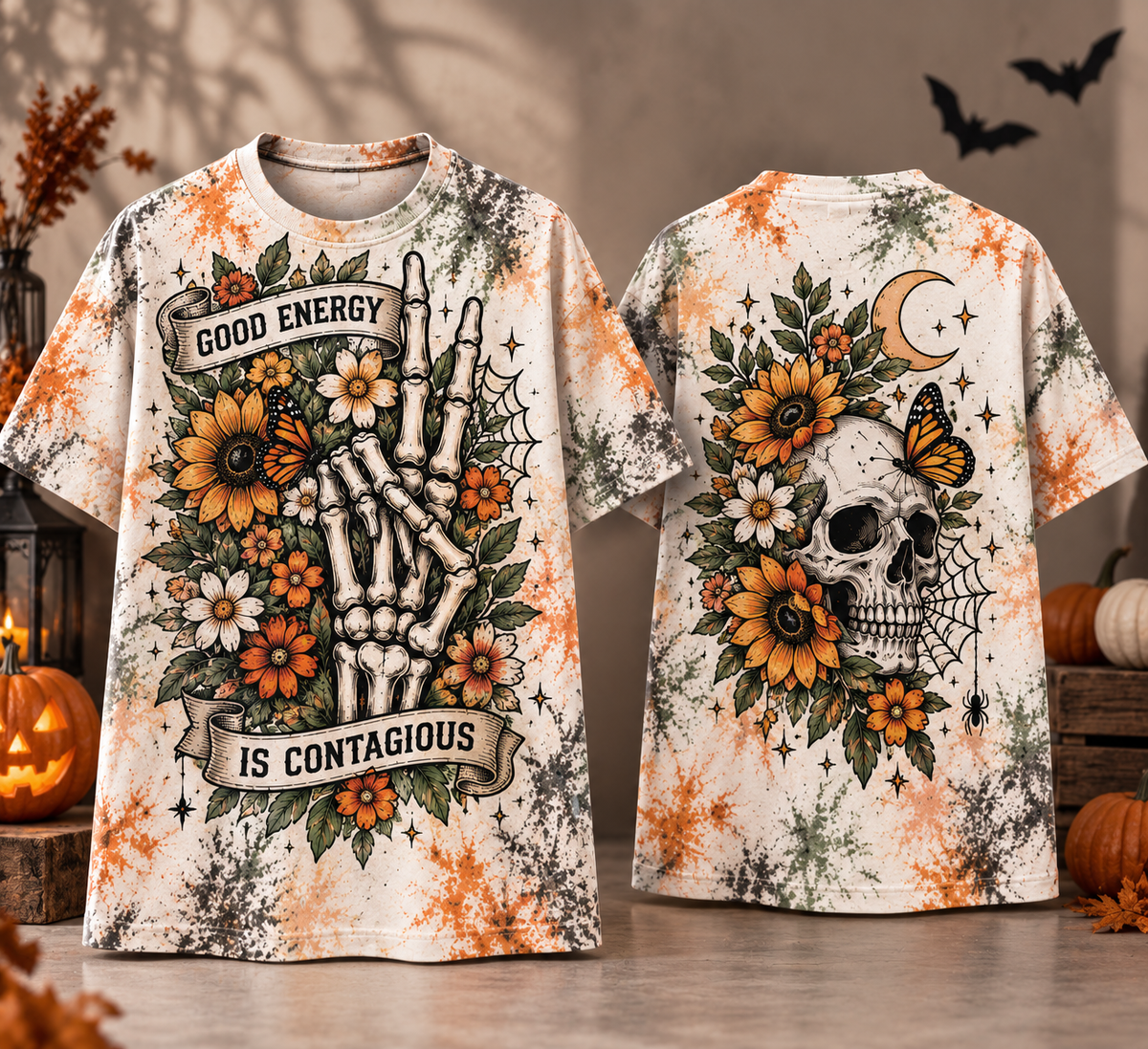 Good Energy Is Contagious Skeleton Hand T-Shirt