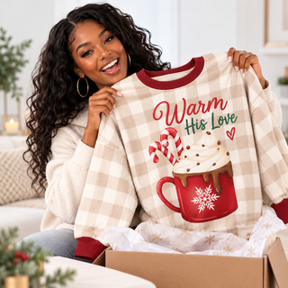 Hot Cocoa Candy Cane Waffle Sweatshirt