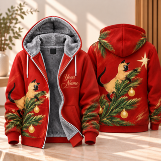 Siamese Cat Christmas Personalized Fleece Jacket