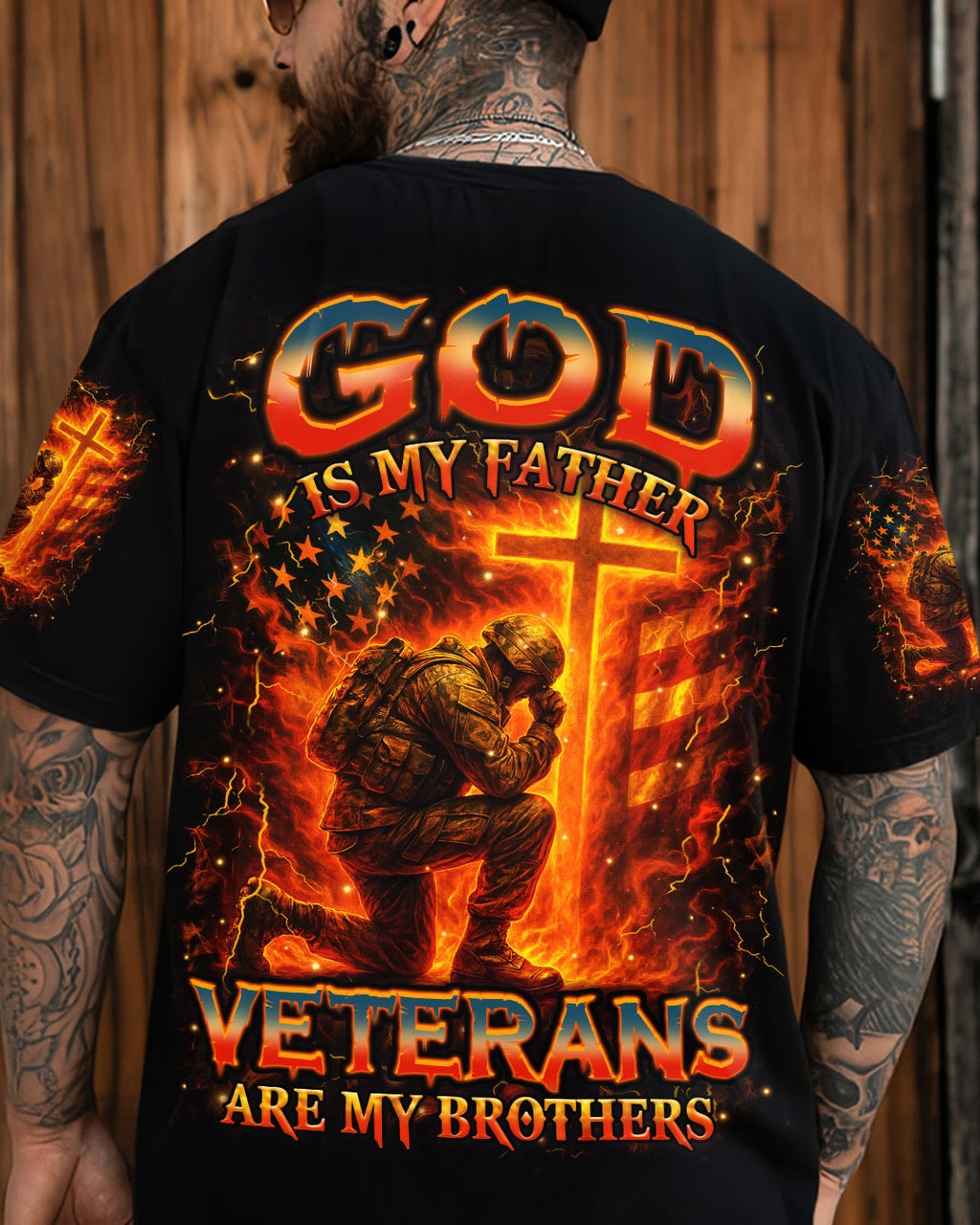 God Is My Father Veterans Are My Brothers Men's All Over Print Shirt - Trunx178302