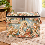 Personalized Vintage Rose Square Storage Basket With Lid