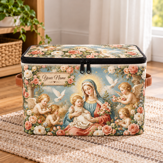 Personalized Vintage Rose Square Storage Basket With Lid