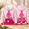 Personalized Pink Tree Lights Zip Hoodie