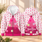 Personalized Pink Tree Lights Zip Hoodie