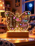 Butterfly Faith Hope Love Personalize LED Night Light