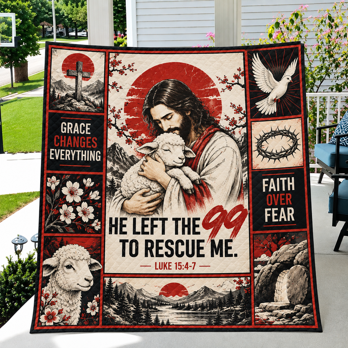 He Left The 99 To Rescue Me Jesus And Lamb Quilt