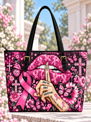 Don't Judge What You Don't Understand Pink Lips Ribbon Saddle Bag