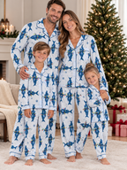 Christmas Lights Sharks Family Ice Silk Pajamas