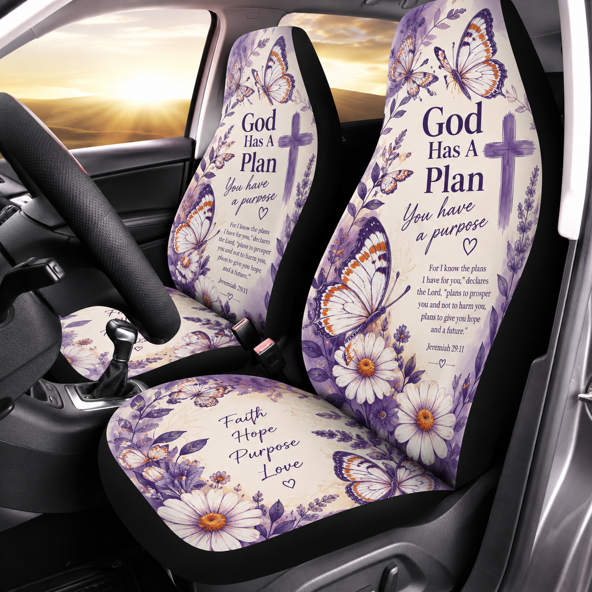 God Has A Plan Butterfly Car Seat Covers