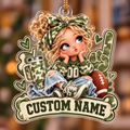 Personalized Camo Football Girl Ornament