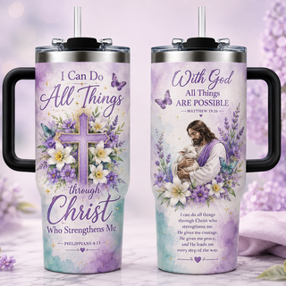 I Can Do All Things Through Christ Lavender 40oz Top Tumbler