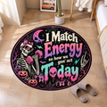 I Match Energy Skeleton Halloween Round Rug