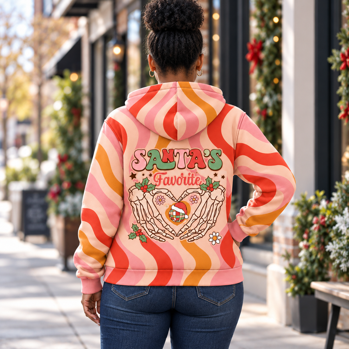 Santa's Favorite Skeleton Hands Personalized Fleece Jacket