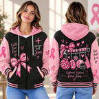 Pink Out Football Bow Zip-up Baseball Jacket