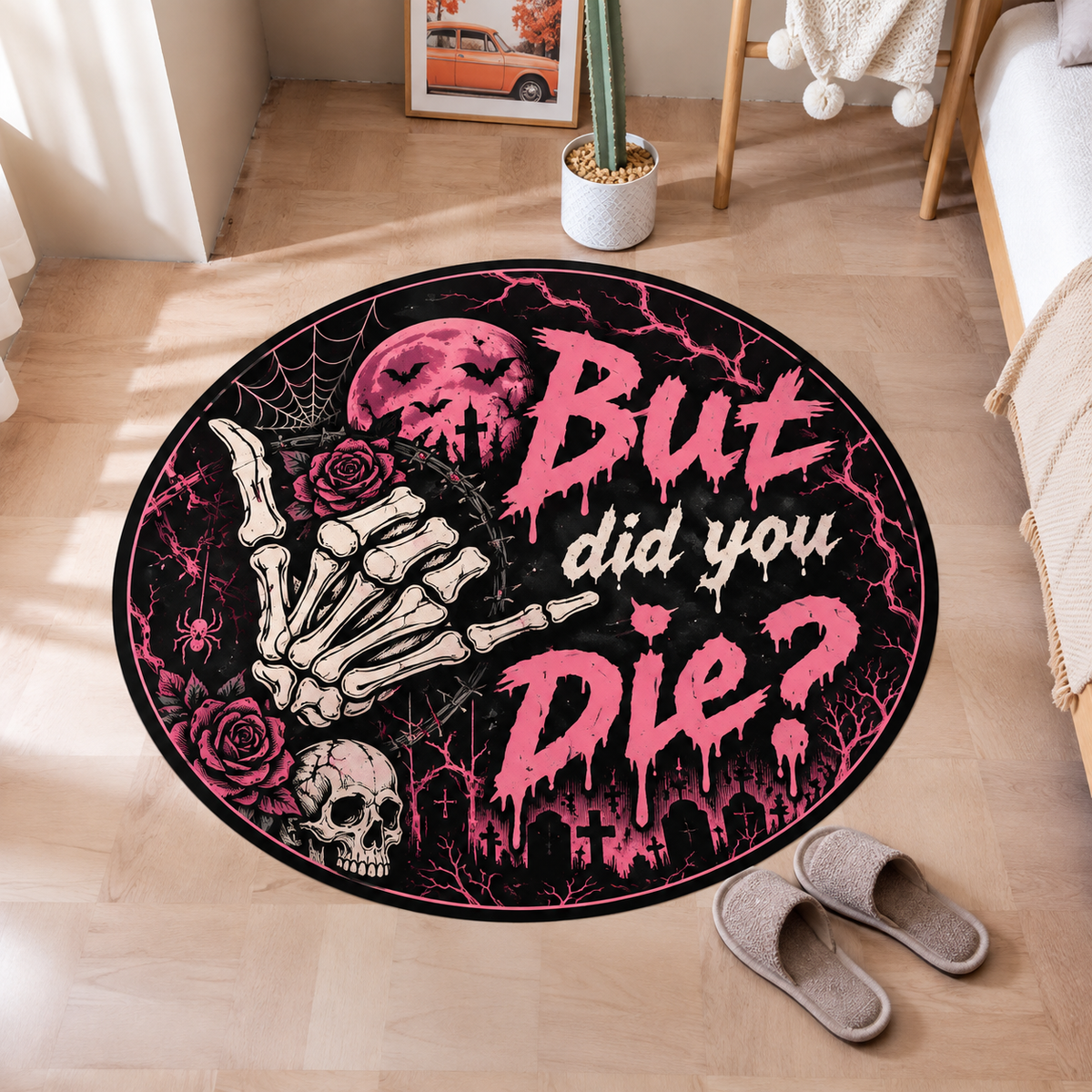 But Did You Die Skull Halloween Round Rug