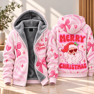Merry Christmas Groovy Santa Personalized Fleece Jacket