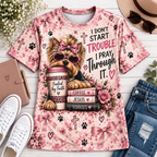 I Don't Start Trouble Yorkie Christian T-Shirt