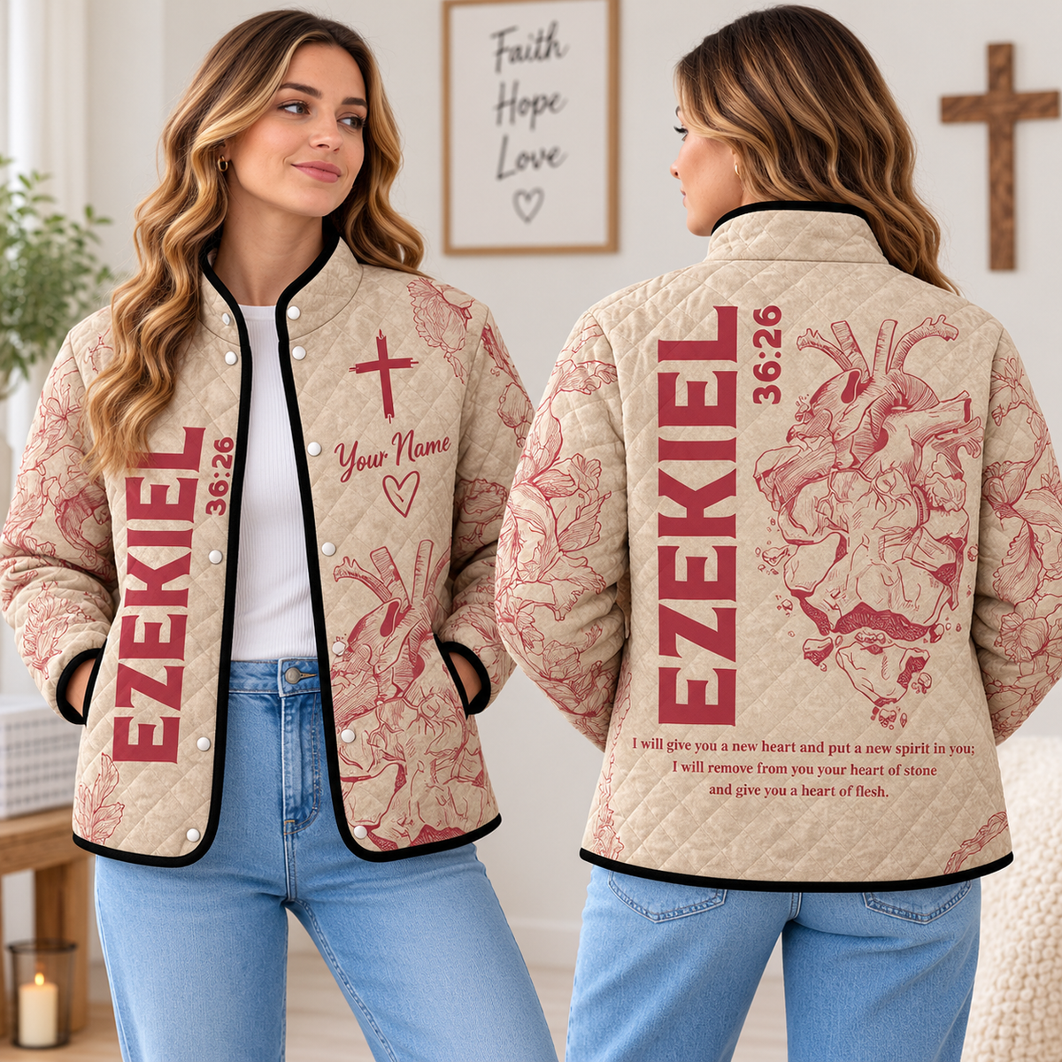 Personalized Anatomical Heart Quilted Jacket