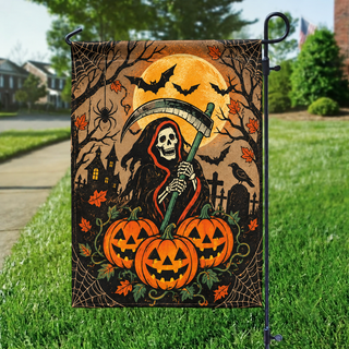 Grim Reaper Jack-O-Lantern Garden Flag