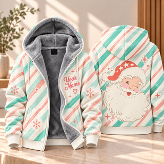 Candy Stripe Santa Personalized Fleece Jacket