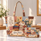 Personalized Sleeping Cat & Daisies Quilted Shoulder Bag & Storage Bag