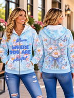 Bloom Where You Are Planted Daisy Zip Hoodie