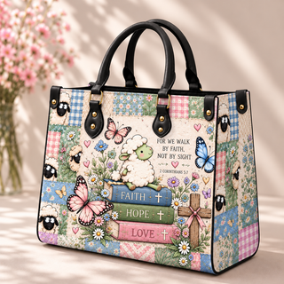 Pastel Lamb and Butterflies PU Leather Handbag