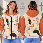 Leopard Print Red Heart Zip-up Baseball Jacket