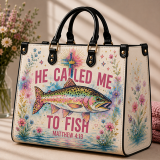 He Called Me to Fish PU Leather Handbag