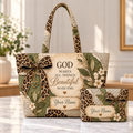 Personalized Olive Leopard Bow Quilted Shoulder Bag & Storage Bag