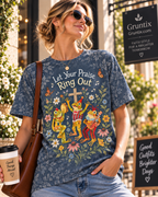 Let Your Praise Ring Out Folk Art Frog Band Christian T-Shirt