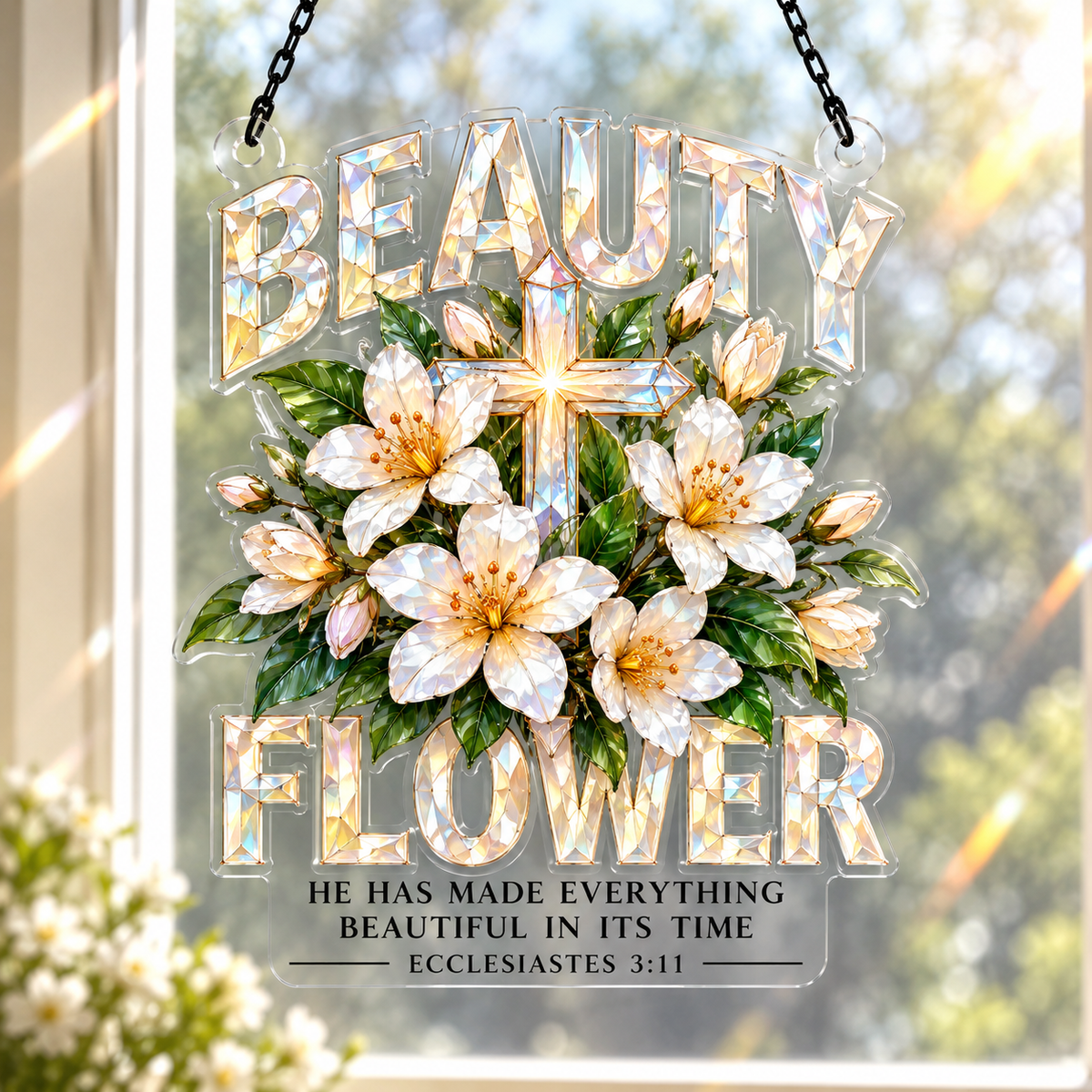 Beauty Flower Acrylic Suncatcher