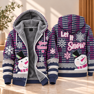 Let It Snow Snowman Personalized Fleece Jacket