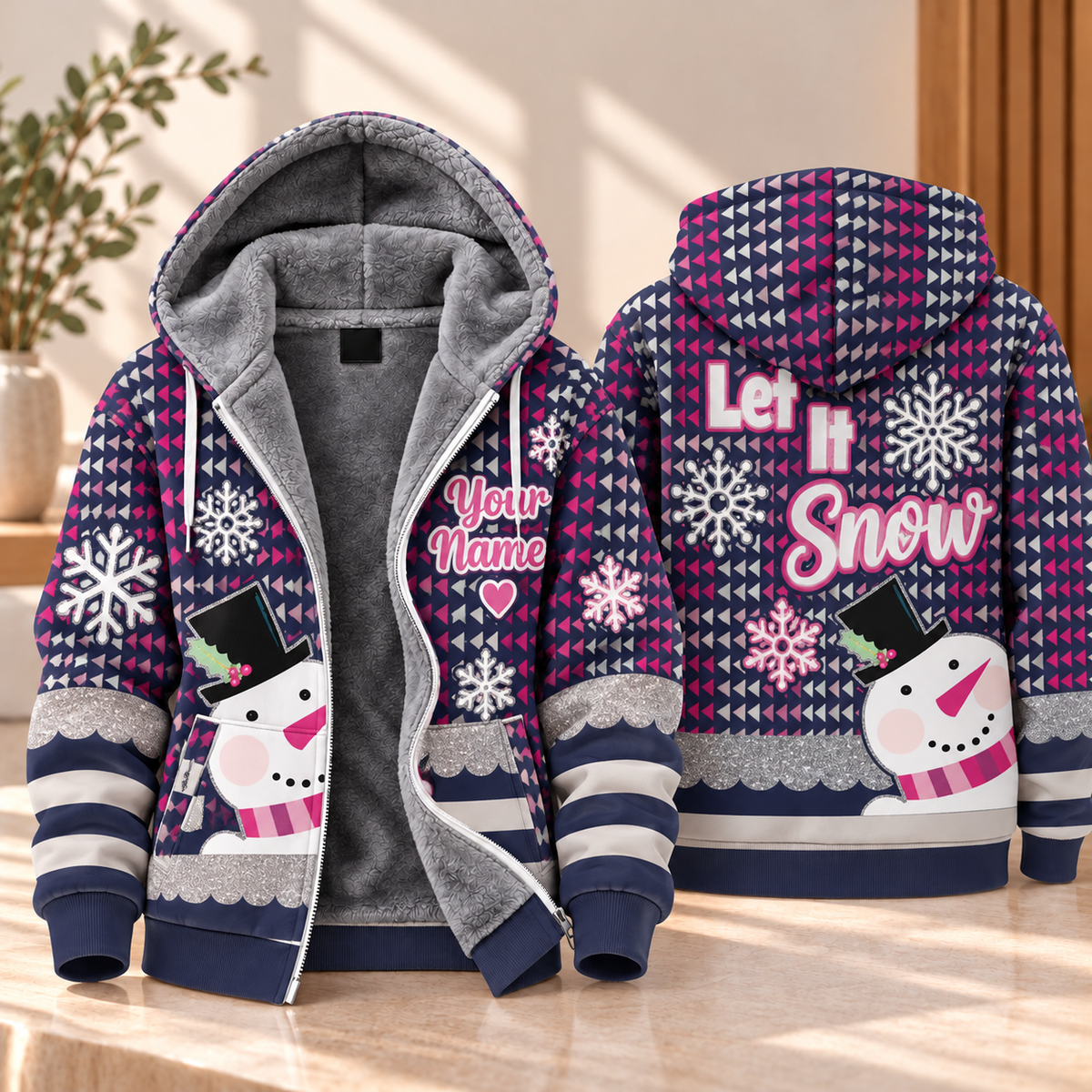 Let It Snow Snowman Personalized Fleece Jacket