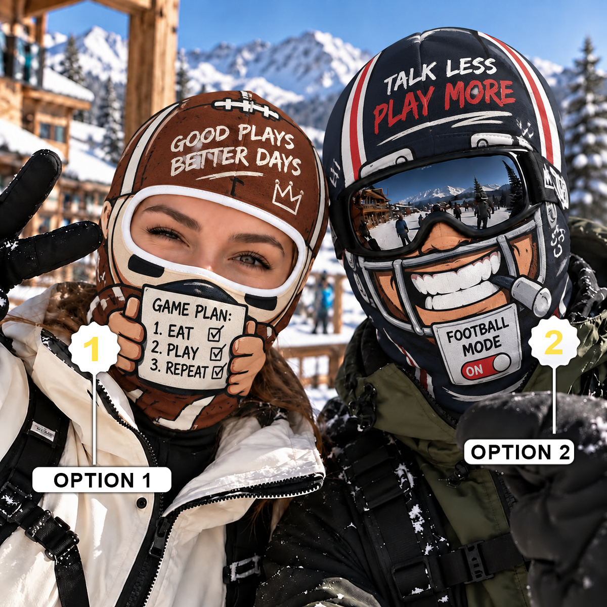 Talk Less Play More Football Funny Face Ski Mask
