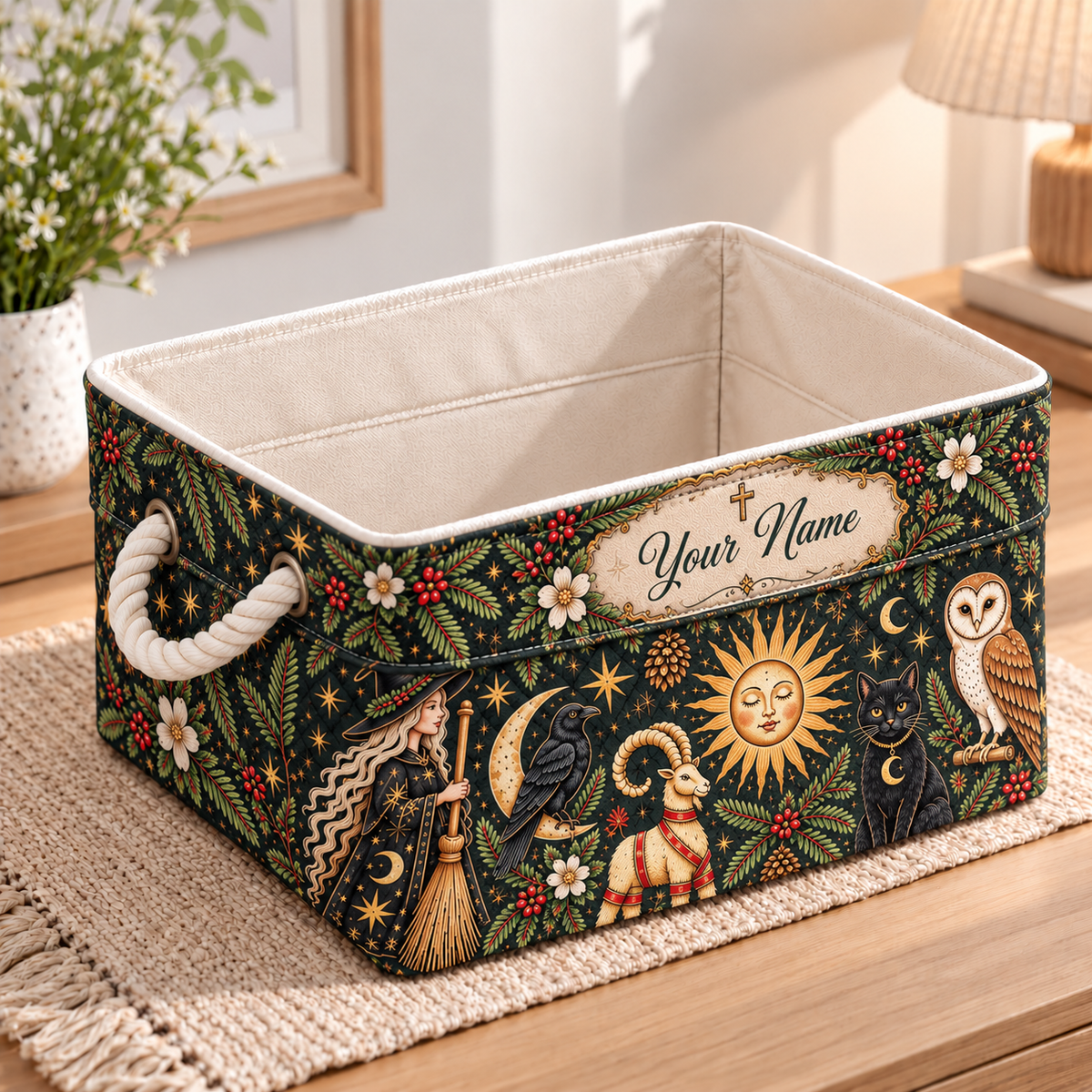 Personalized Woodland Sun and Moon Storage Basket