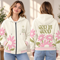 Pink Daisy Zip-up Baseball Jacket