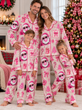 Pink Candy Cane Santa Family Ice Silk Pajamas